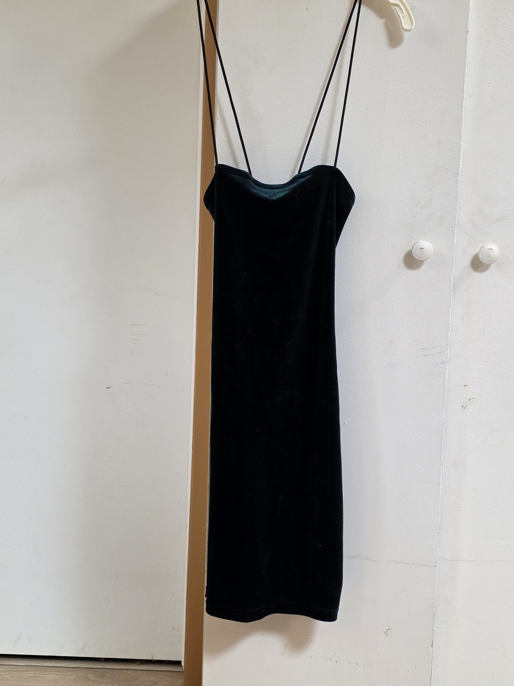 Black Velvet Slip Dress with Thin Straps